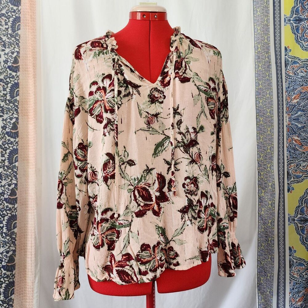 NEW DIRECTION Pink Floral Bouncy Summer Blouse Size S